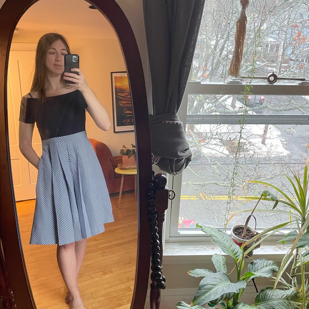 Blue Off-shoulder Dress